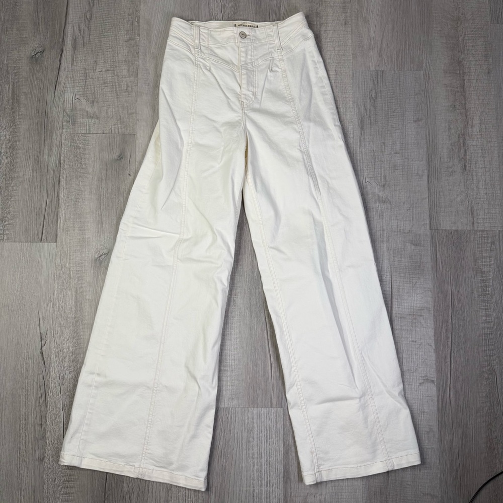 Free People White Wide Leg Flare Jeans
